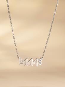 數字吊墜項鏈 - 銀色 - 查看 1