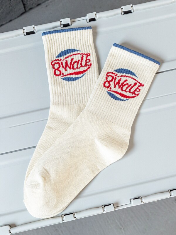Letter Graphic Crew Socks