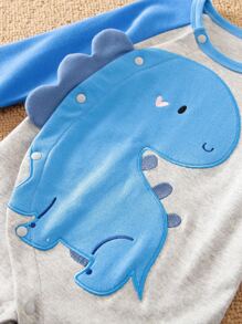 Yierying Baby Cartoon Graphic Contrast Raglan Sleeve 3D Patched Jumpsuit - Multicolor - View 3