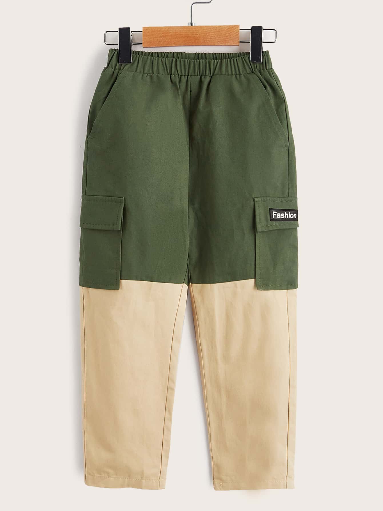 SHEIN Toddler Boys Letter Patched Colorblock Cargo Pants - Multicolor - View 1