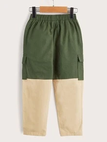 SHEIN Toddler Boys Letter Patched Colorblock Cargo Pants - Multicolor - View 2