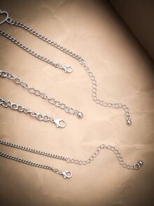 ROMWE Grunge Punk 3 piezas Collar de cadena con diseño de planeta - Plateado - Ver 5