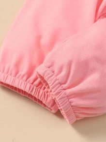 Baby Rose & Letter Graphic Tee & Joggers - Baby Pink - View 5