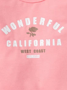 Baby Rose & Letter Graphic Tee & Joggers - Baby Pink - View 6