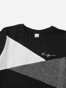 SHEIN Boys Letter Graphic Tee & Track Shorts Set - Multicolor - View 3