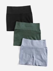 Easithlete 3pcs Softness Breathable Ruched Sports Shorts Stretchy ShortsWomen Sweat Short, Gym Short, Biker Short - Multicolor - View 4