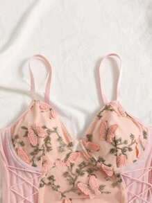 Muchica Top de tirantes con bordado con diseño aplique - Rosa Pálido - Ver 4