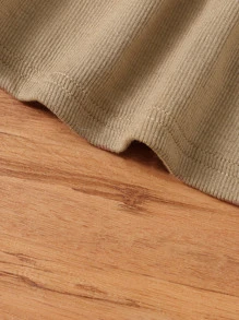 SHEIN Baby Ruffle Armhole Crisscross Backless Pinafore Dress - Khaki - View 4