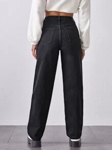 Quần jean Nút Thú vật Giải trí - Đen và trắng - Xem 2