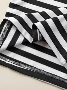 Baby 3pcs Striped Slogan Patched Detail Tank Top - Black and White - View 5