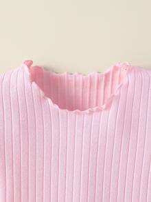 Bebé 3 piezas Camiseta ribete en forma de lechuga tejido de canalé - Multicolor - Ver 3