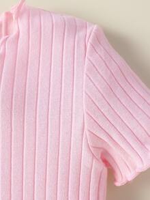 Bebé 3 piezas Camiseta ribete en forma de lechuga tejido de canalé - Multicolor - Ver 4