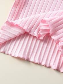 Bebé 3 piezas Camiseta ribete en forma de lechuga tejido de canalé - Multicolor - Ver 5