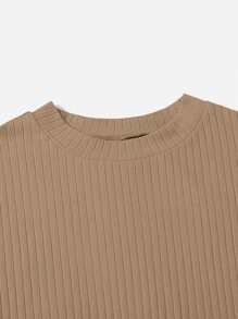 SHEIN Essnce Camiseta de cuello alto tejida de canalé