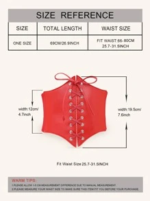 Lace-up Corset Belt - Red - View 5