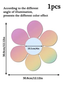 1 pieza Pegatina de pared de espejo en forma de flor - Multicolor - Ver 4