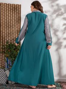 Mulvari Vestido túnico maxi de cuadros botón cuarto - Multicolor - Ver 2