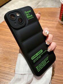 1pc Down Jacket Design TPU Phone Case, Compatible With Apple IPhone 11, IPhone 12, IPhone 13, IPhone 14, IPhone 15 & Samsung Galaxy A05, A15, A25, A35, A55, S23, S24 & Redmi 12 - Black - View 3