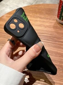 1pc Down Jacket Design TPU Phone Case, Compatible With Apple IPhone 11, IPhone 12, IPhone 13, IPhone 14, IPhone 15 & Samsung Galaxy A05, A15, A25, A35, A55, S23, S24 & Redmi 12 - Black - View 2