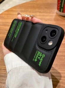 1pc Down Jacket Design TPU Phone Case, Compatible With Apple IPhone 11, IPhone 12, IPhone 13, IPhone 14, IPhone 15 & Samsung Galaxy A05, A15, A25, A35, A55, S23, S24 & Redmi 12 - Black - View 4