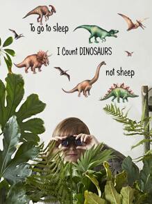 1 pieza Pegatina de pared con estampado de dinosaurio - Multicolor - Ver 8