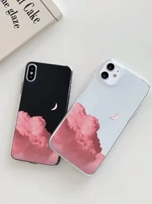 Clouds & Moon Clear Phone Case - Multicolor - View 2