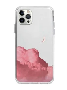 Clouds & Moon Clear Phone Case - Multicolor - View 3