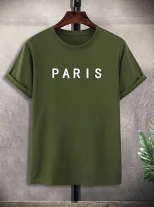 Manfinity Homme Men Plus Letter Graphic Tee - Army Green - View 1