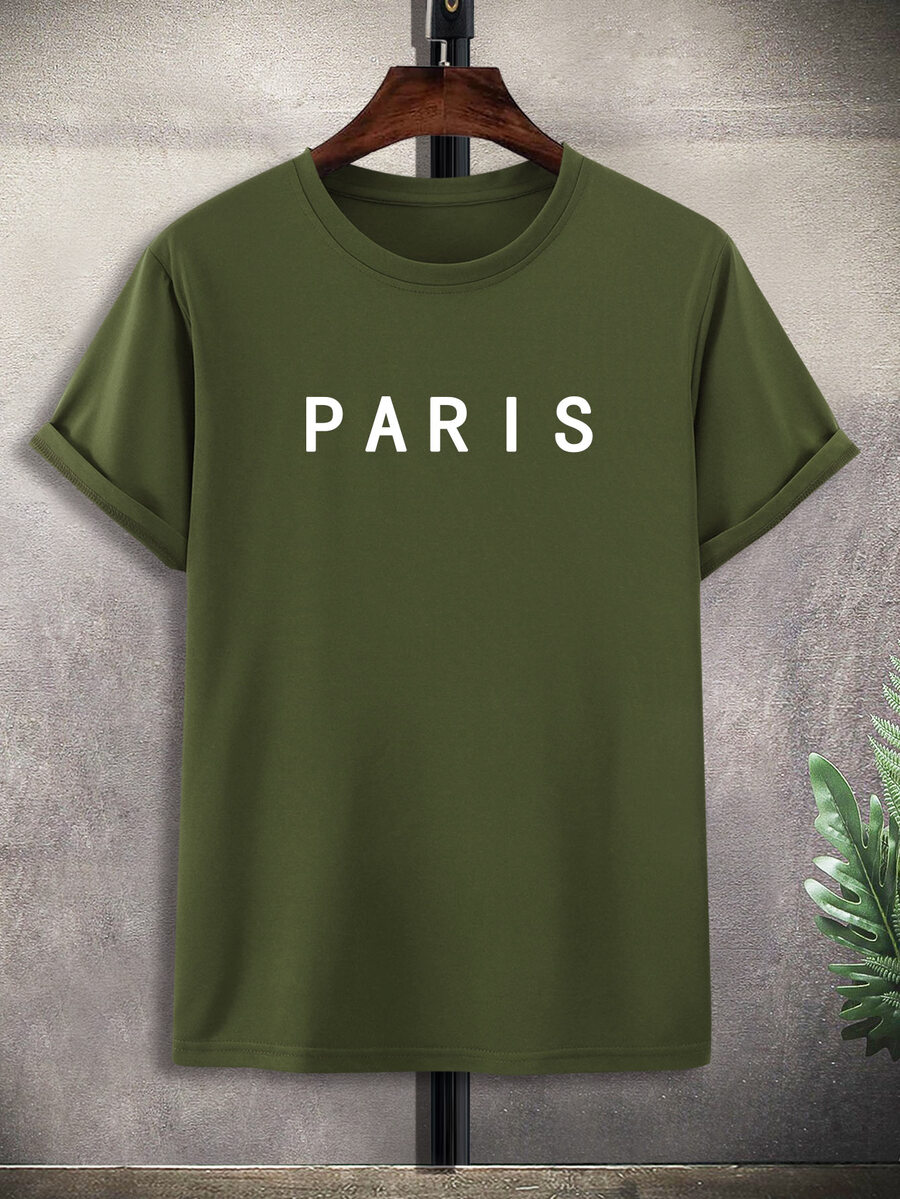 Manfinity Homme Men Plus Letter Graphic Tee - Army Green - View 1