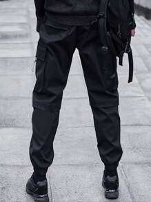 Manfinity Roghcode Men Geo Print Flap Pocket Cargo Trousers - Black - View 2