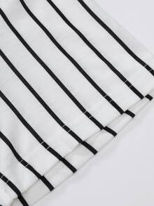 ROMWE MEN Tops Nam Lá thư Sọc Giải trí - Đen và trắng - Xem 3