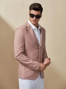 Manfinity NXTstreet Men Split Hem Button Front Blazer - Dusty Pink - View 3