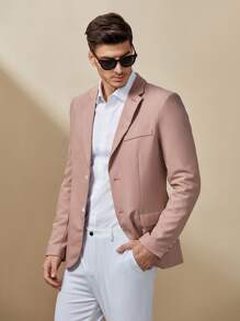 Manfinity NXTstreet Men Split Hem Button Front Blazer - Dusty Pink - View 5