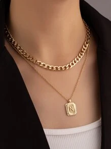 Thư chi tiết Vòng cổ xếp lớp Charm hình học - Vàng - Xem 1