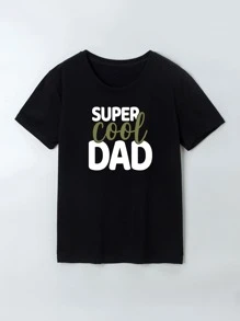 Hombres Camiseta con estampado de letra - Negro - Ver 1