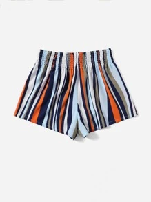 SHEIN VCAY Quần đùi nữ Dải chun Sọc Boho - Nhiều màu - Xem 2