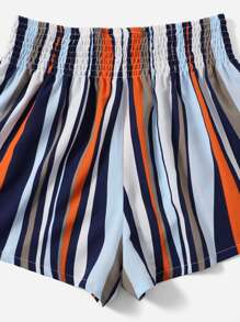 SHEIN VCAY Quần đùi nữ Dải chun Sọc Boho - Nhiều màu - Xem 3