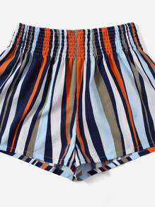 SHEIN VCAY Quần đùi nữ Dải chun Sọc Boho - Nhiều màu - Xem 5