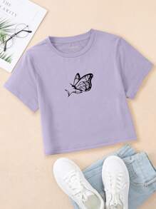 Áo thun nữ Loại bướm Giải trí - Màu Lilac Tím - Xem 1