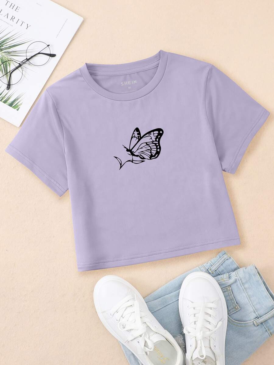 Áo thun nữ Loại bướm Giải trí - Màu Lilac Tím - Xem 1