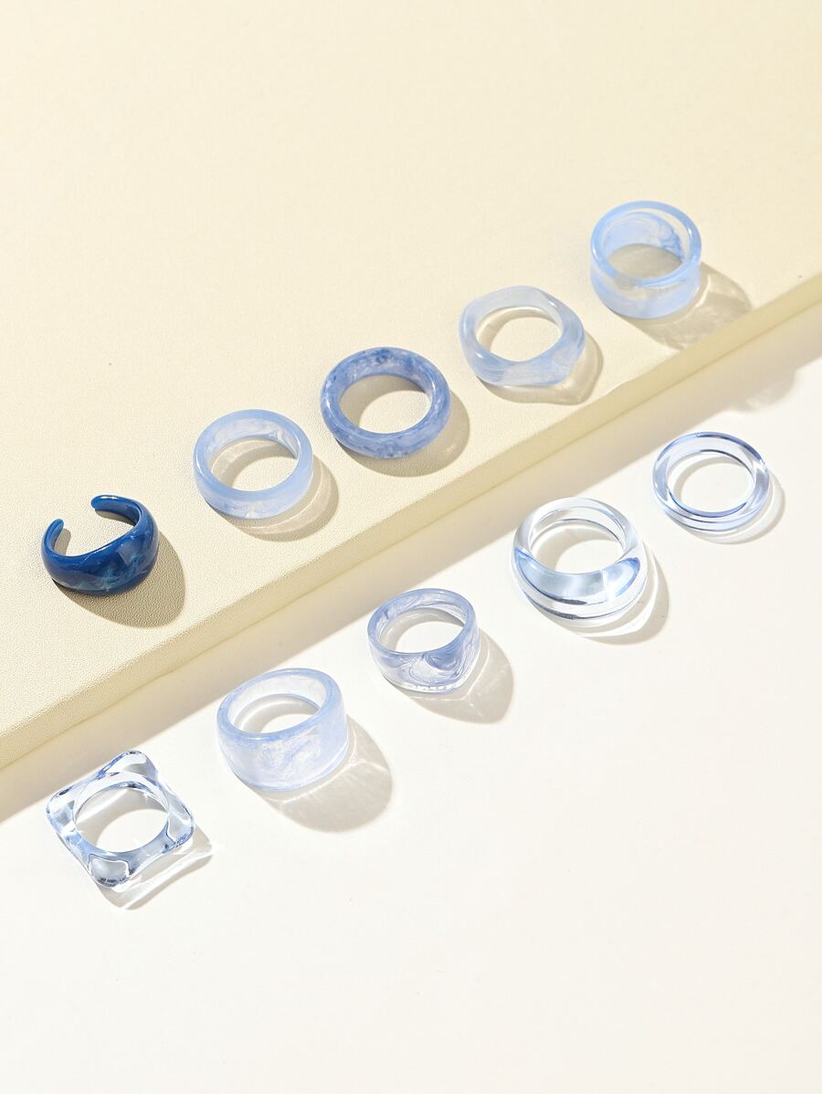 10入組幾何設計戒指 - 查看 1