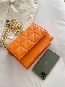 Túi đeo vai nữ, túi dây xích, túi vuông nhỏ, túi chần bông, túi mini nhẹ, phù hợp cho đi làm, dạo phố, phối đồ hàng ngày, hẹn hò, công sở, học sinh và các dịp khác. - Màu Cam cháy - Xem 6