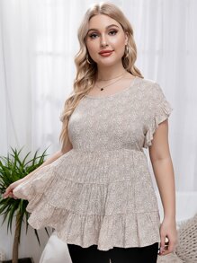 Mulvari Blusa peplum con estampado floral puño con fruncido - Multicolor - Ver 1