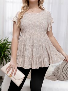 Mulvari Blusa peplum con estampado floral puño con fruncido - Multicolor - Ver 4