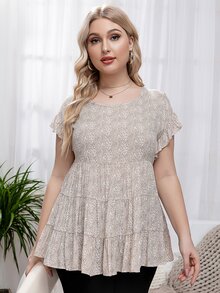 Mulvari Blusa peplum con estampado floral puño con fruncido - Multicolor - Ver 7