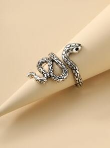 蛇形設計戒指 - 復古銀色 - 查看 2