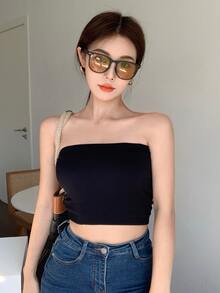 Solid Crop Ribbed Cami Top