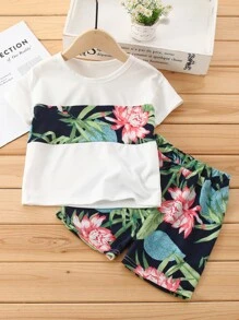 Toddler Boys Tropical Print Tee & Shorts - Multicolor - View 1
