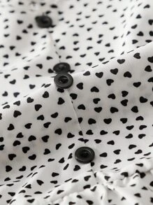 Mulvari 满身心形纽扣半荷叶边衬衫，夏季 - 白色 - 查看 3