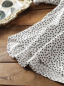 Mulvari 满身心形纽扣半荷叶边衬衫，夏季 - 白色 - 查看 4